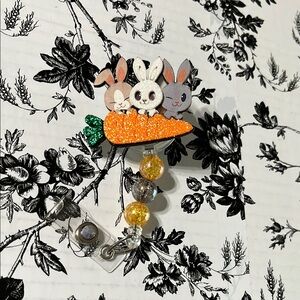 Cute Bunny and Carrot Badge Reel